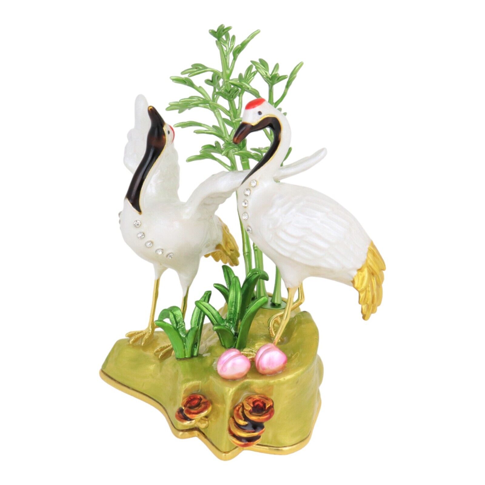 2024 Feng Shui Pair of Crane Birds with Peaches and Bamboo