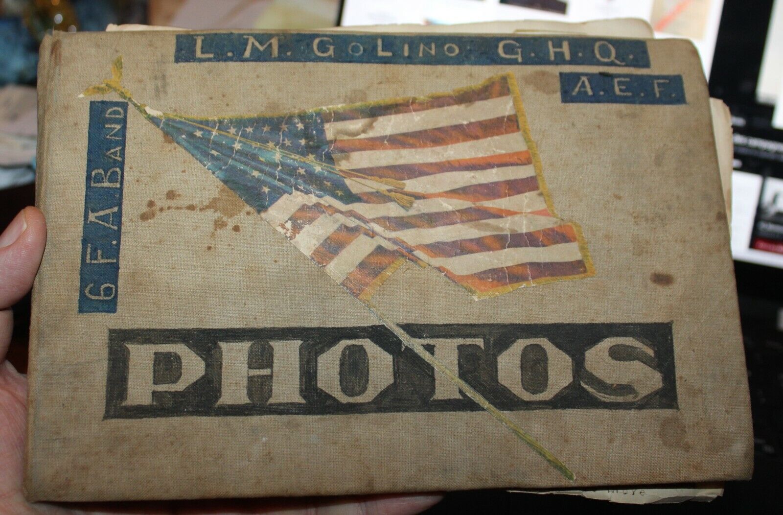 WWI Photobook L.M. Golino 6th Field Artillery Band 227 Original Photos Postcards