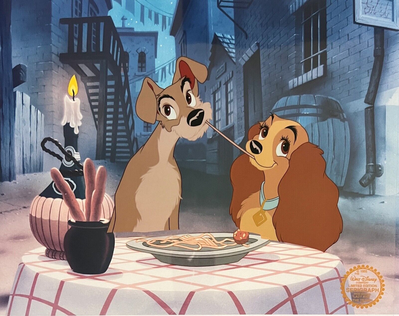 DISNEY LADY AND THE TRAMP Sericel Limited Edition Animation Art Cel Bella Notte