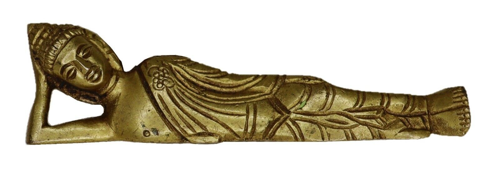 Reclining Buddha Figure Brass Tibetan Thinking Resting Budha Figurine Statue