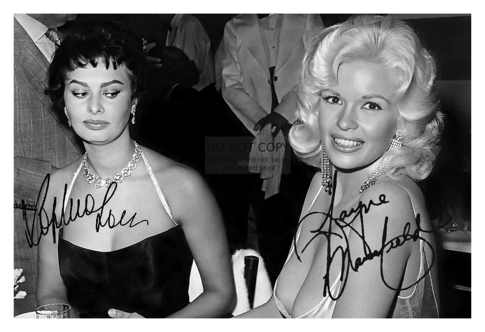 SOPHIA LOREN AND JAYNE MANSFIELD AT PARTY COMICAL AUTOGRAPHED 4X6 PHOTO