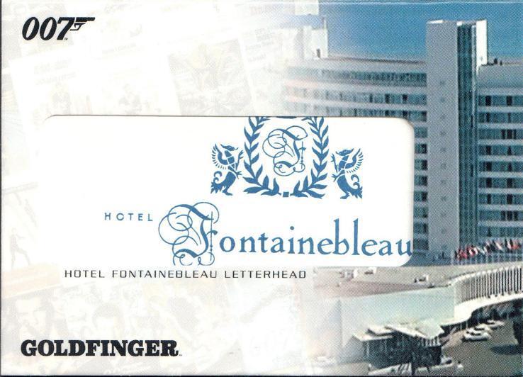 VERY RARE JAMES BOND RC3 GOLDFINGER RELIC CARD HOTEL FOUNTAINEBLEAU LETTERHEAD