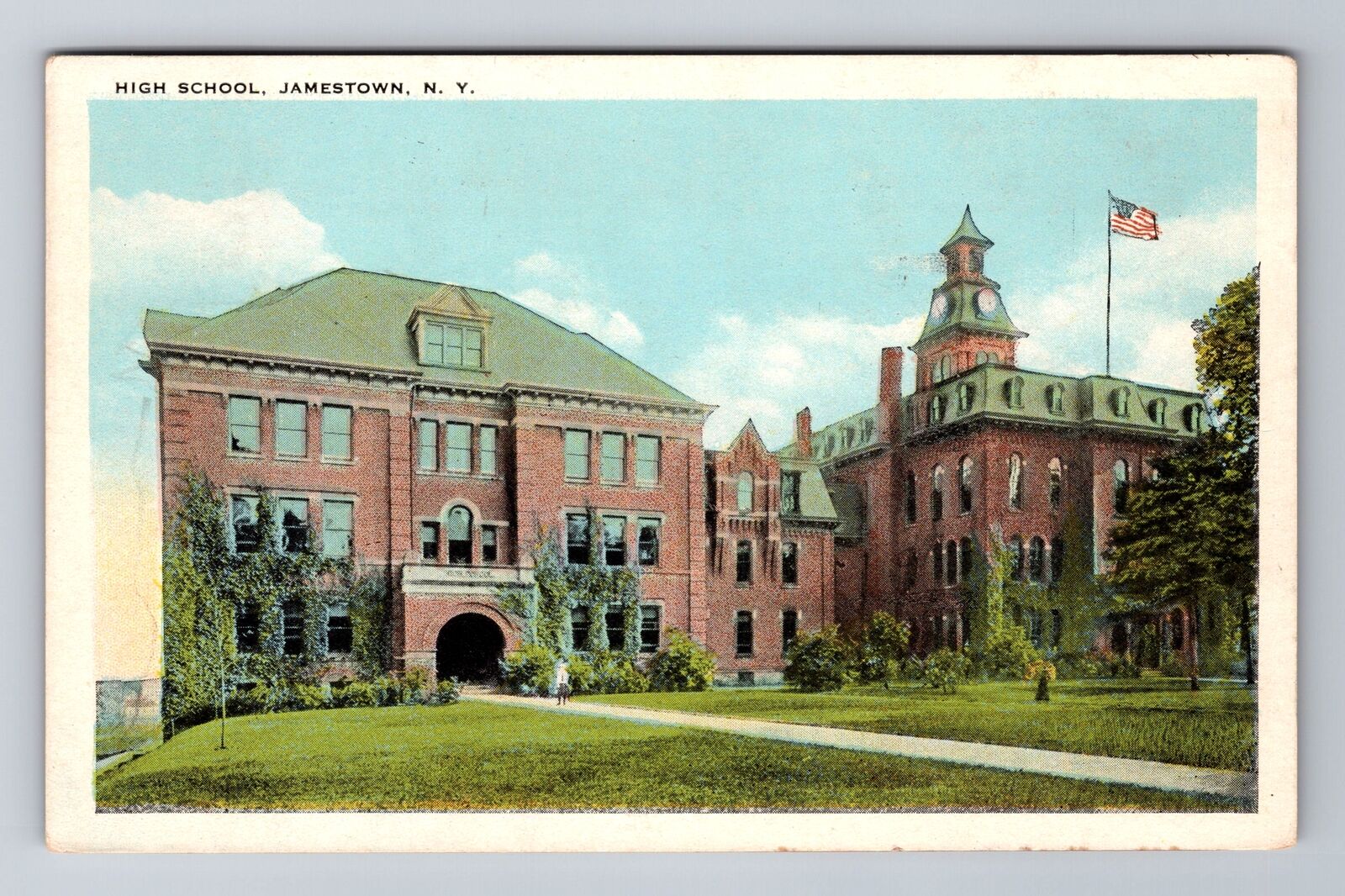 Jamestown NY-New York, High School, Antique, Vintage c1928 Souvenir Postcard