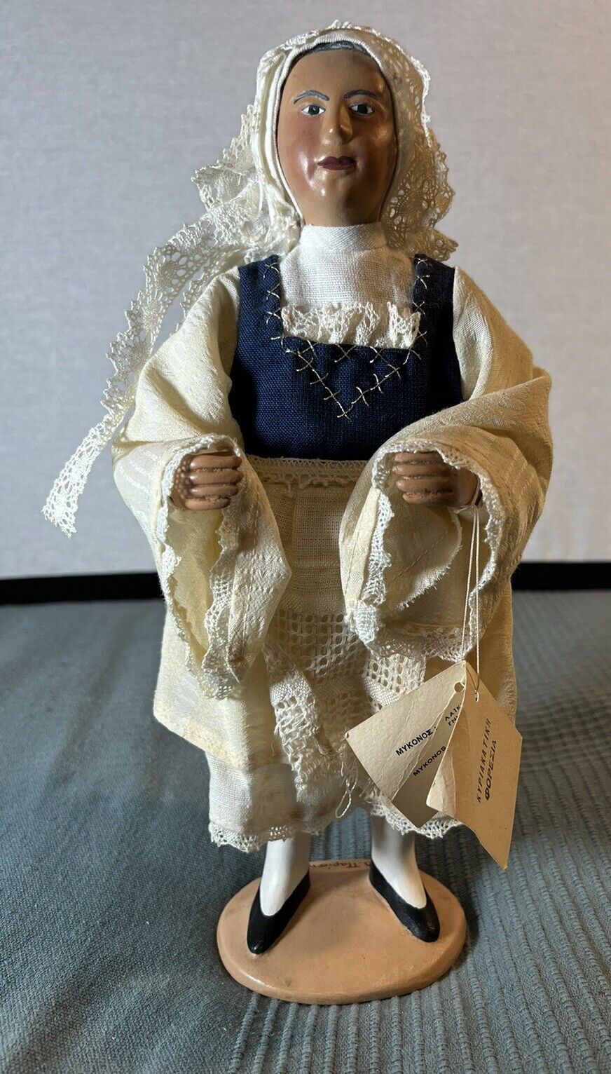 Greek Folk Art Ceramic Doll World Crafts Council Dora Parissis Sunday Dress