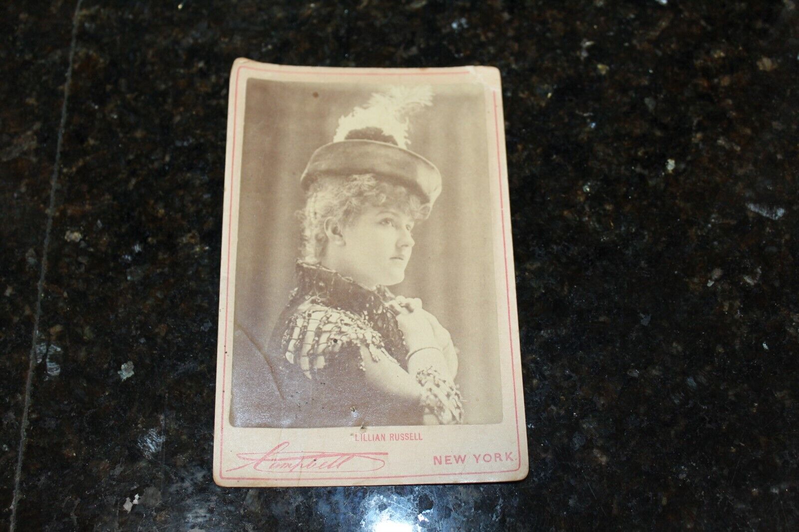 Antique Black & White Photo Cabinet Card Lillian Russell Presented In 1891 