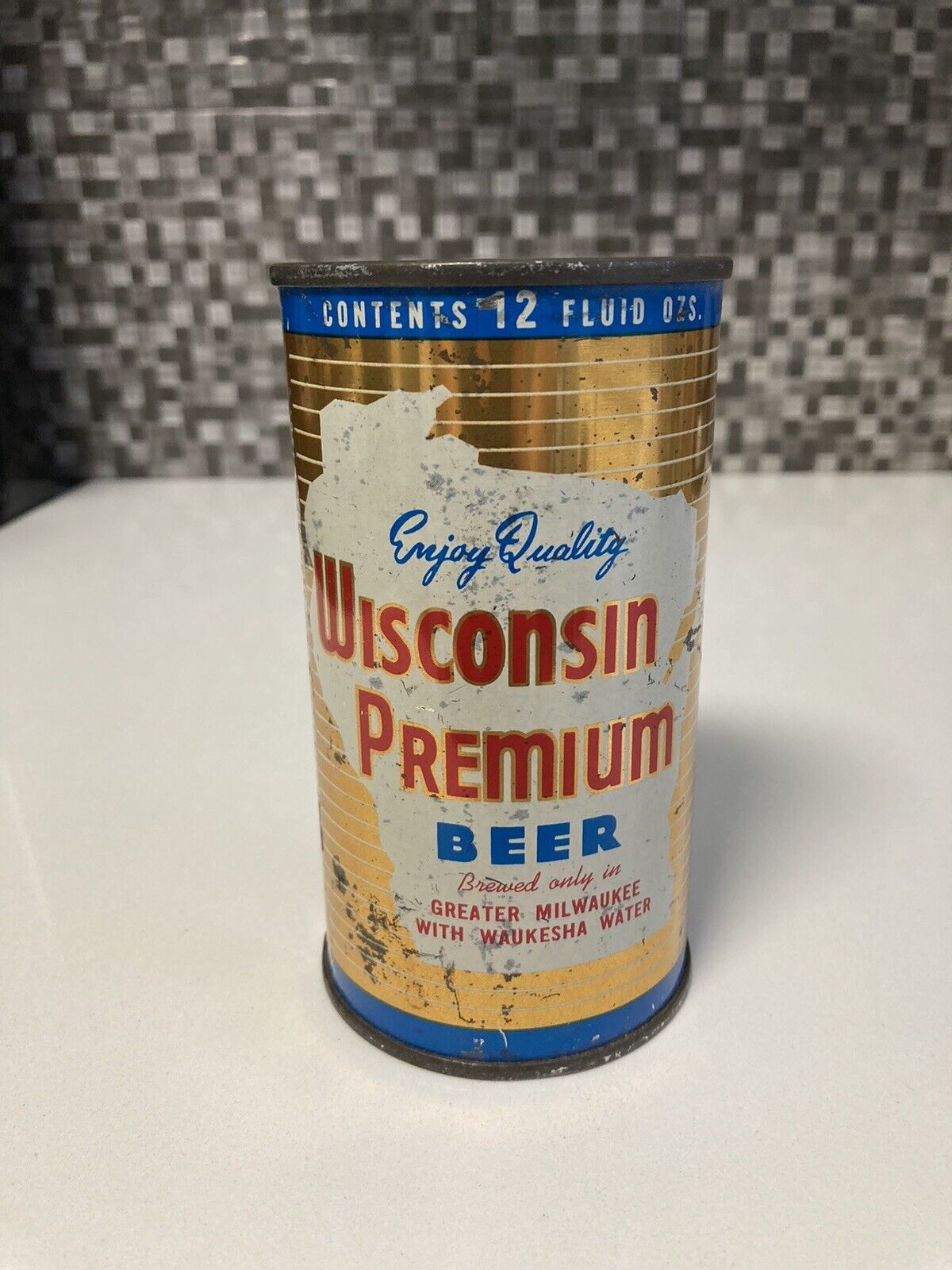 Wisconsin Premium Flat Top Beer Can 12oz (empty)