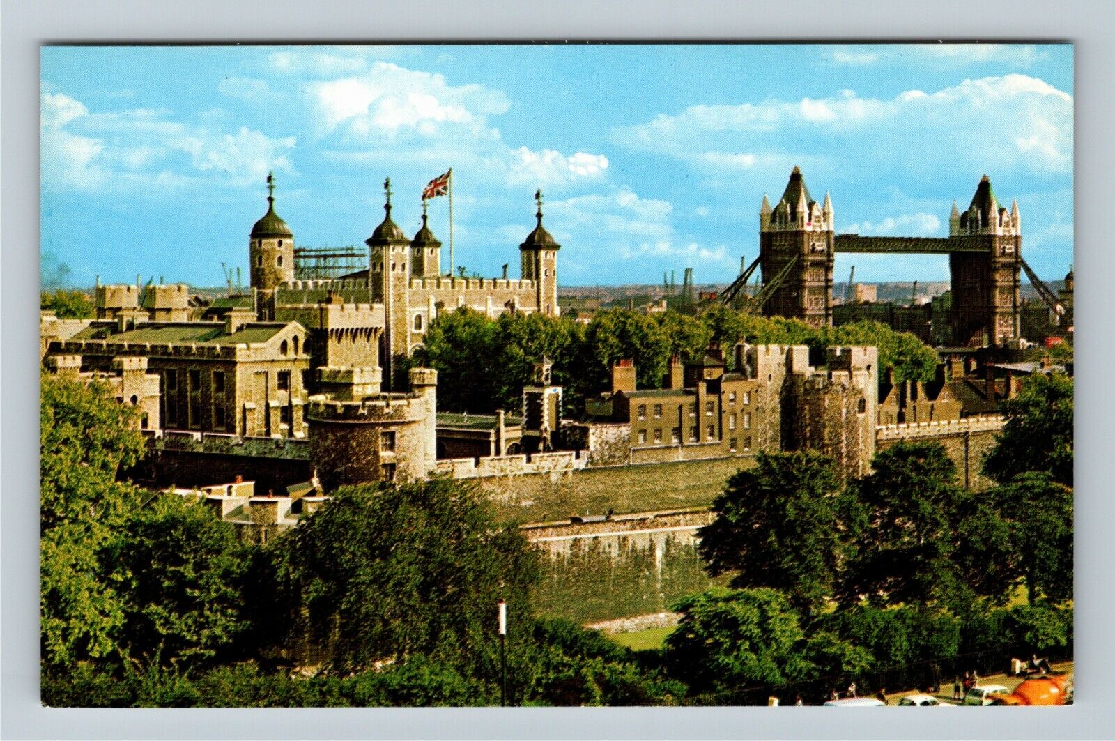 London, UK-United Kingdom, Tower & Tower Bridge, Vintage Postcard