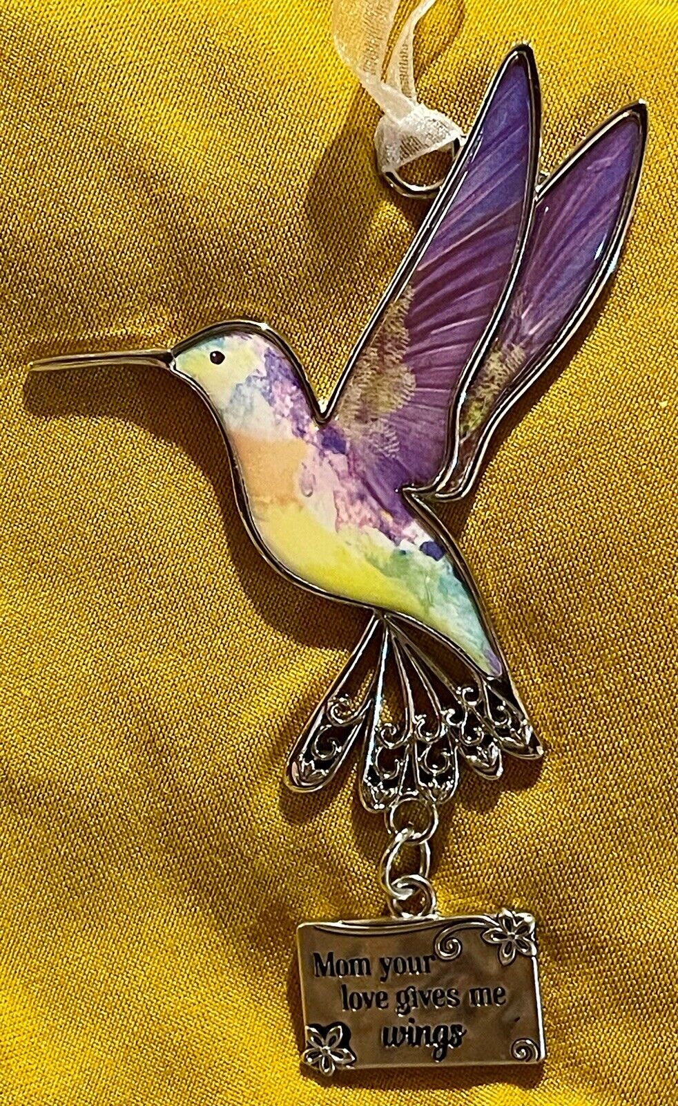 Hummingbird ornament “Mom Your Love Gives Me Wings” 4 Inch