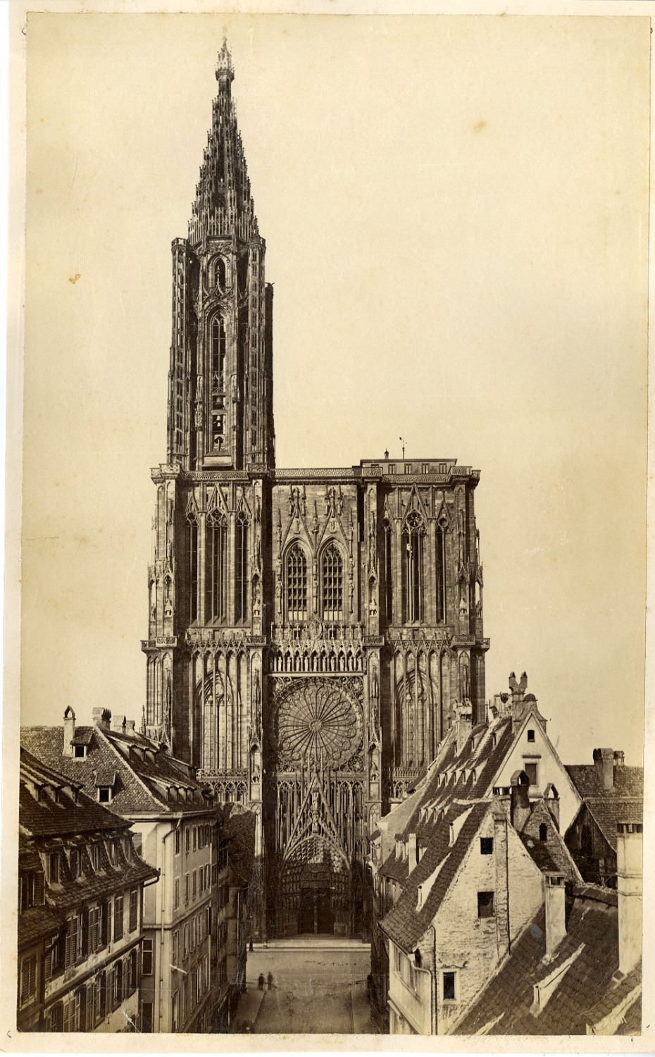 France, Strasbourg, Cathedral Vintage Albumen Print.  16x Albumin Print