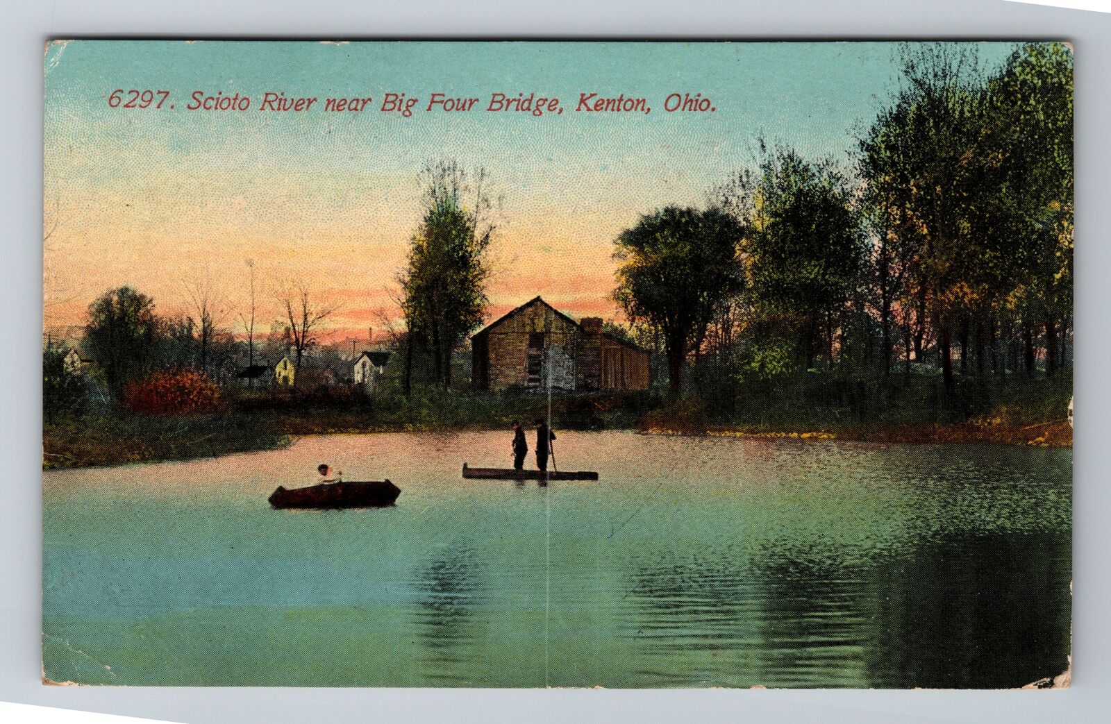 Kenton OH-Ohio, Scioto River Near Big Four Bridge, Vintage c1914 Postcard