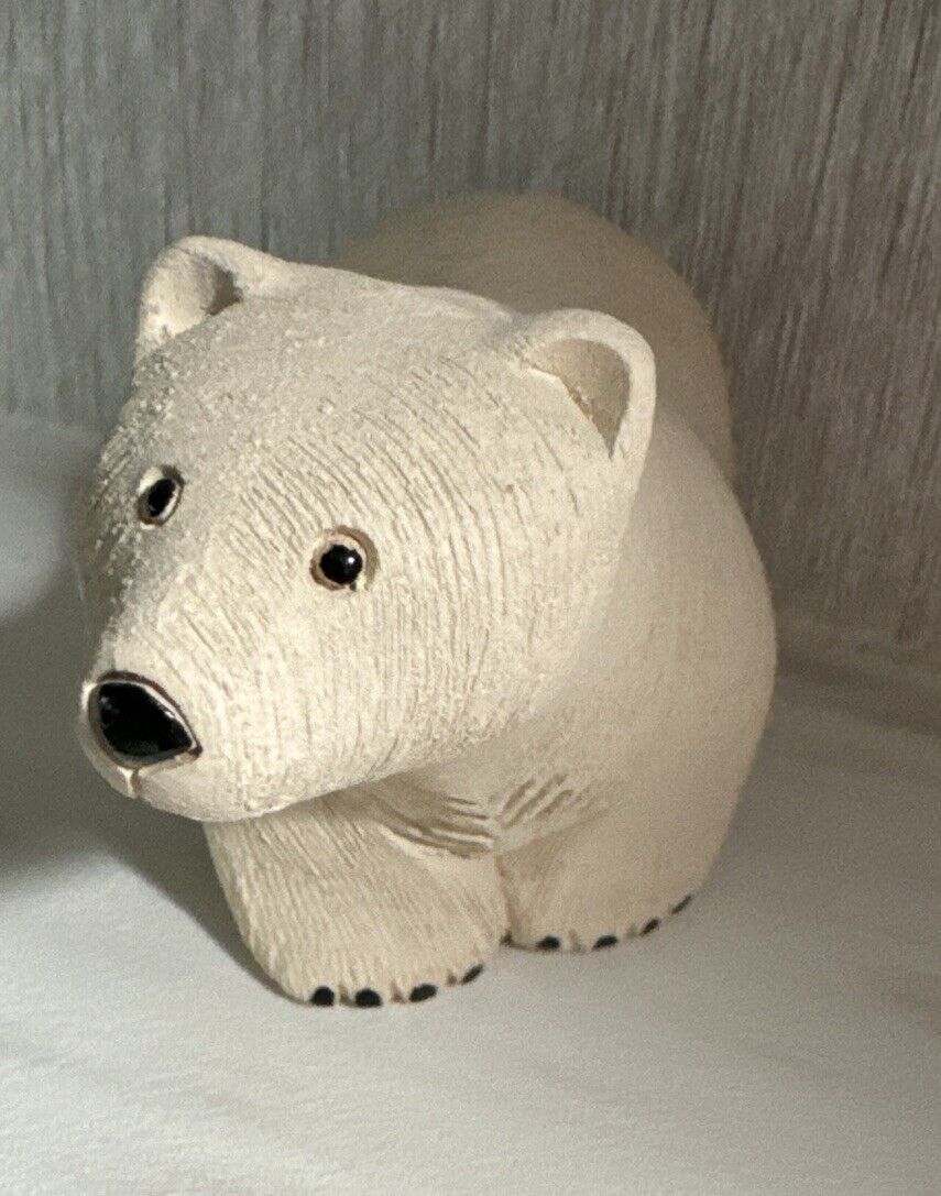 VTG Artesania Rinconada Standing Polar Bear Figurine Uruguay Signed 5”