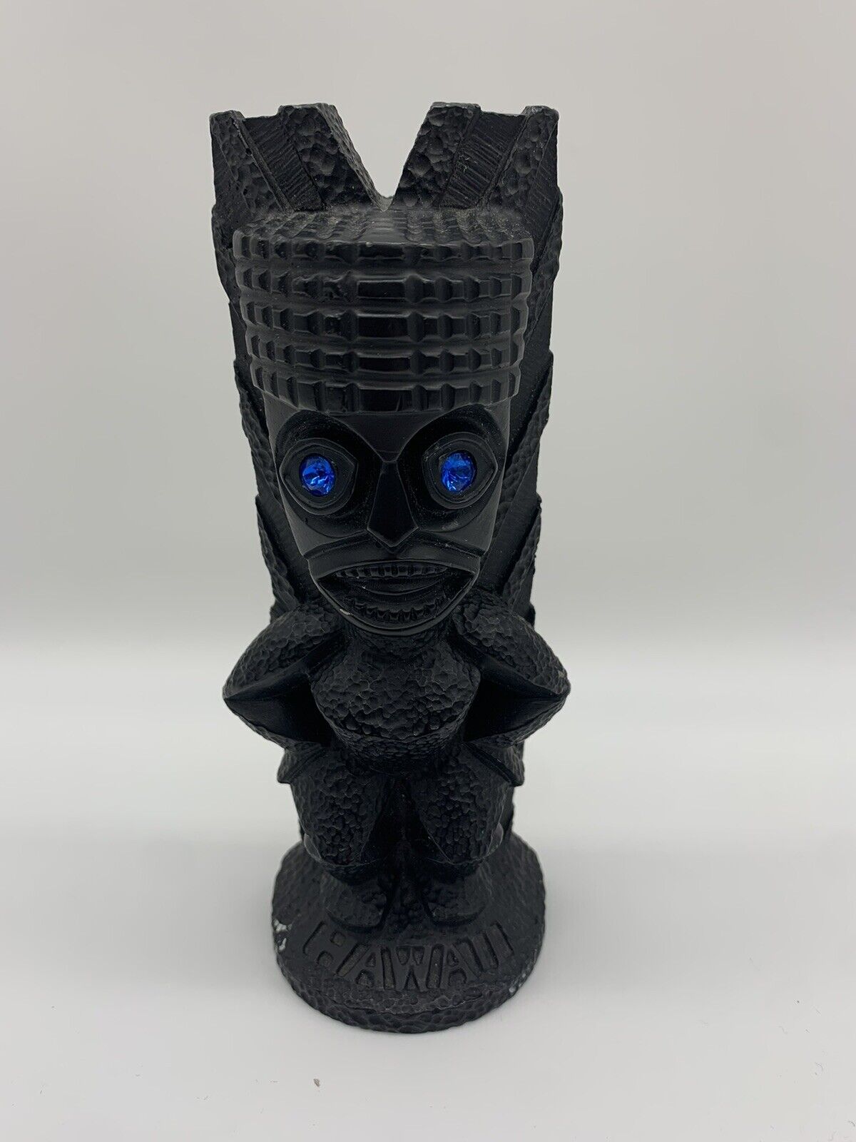 Vintage Coco Joes Eternal Tiki God Rhinestone Eyes Lava Figurine Hawaii Black