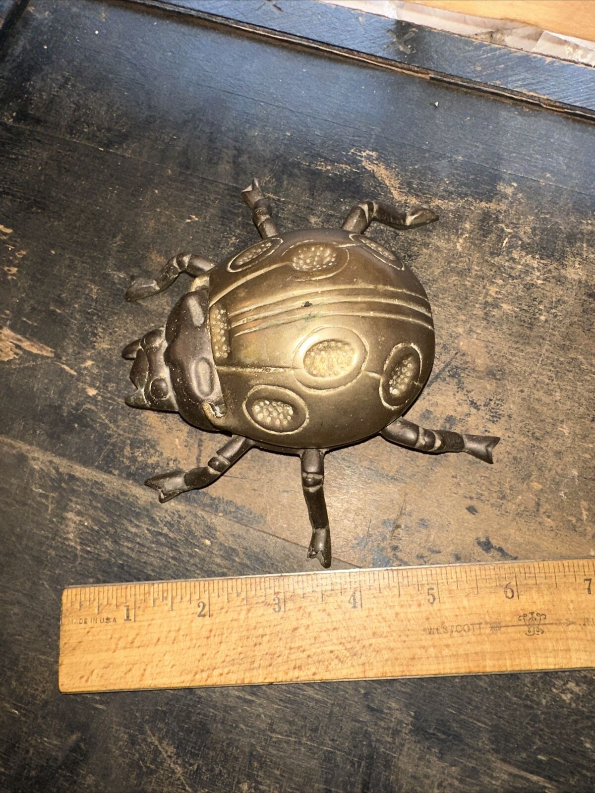 Vintage Brass Beetle (Ashtray) Unique With Lid Nice Workmanship