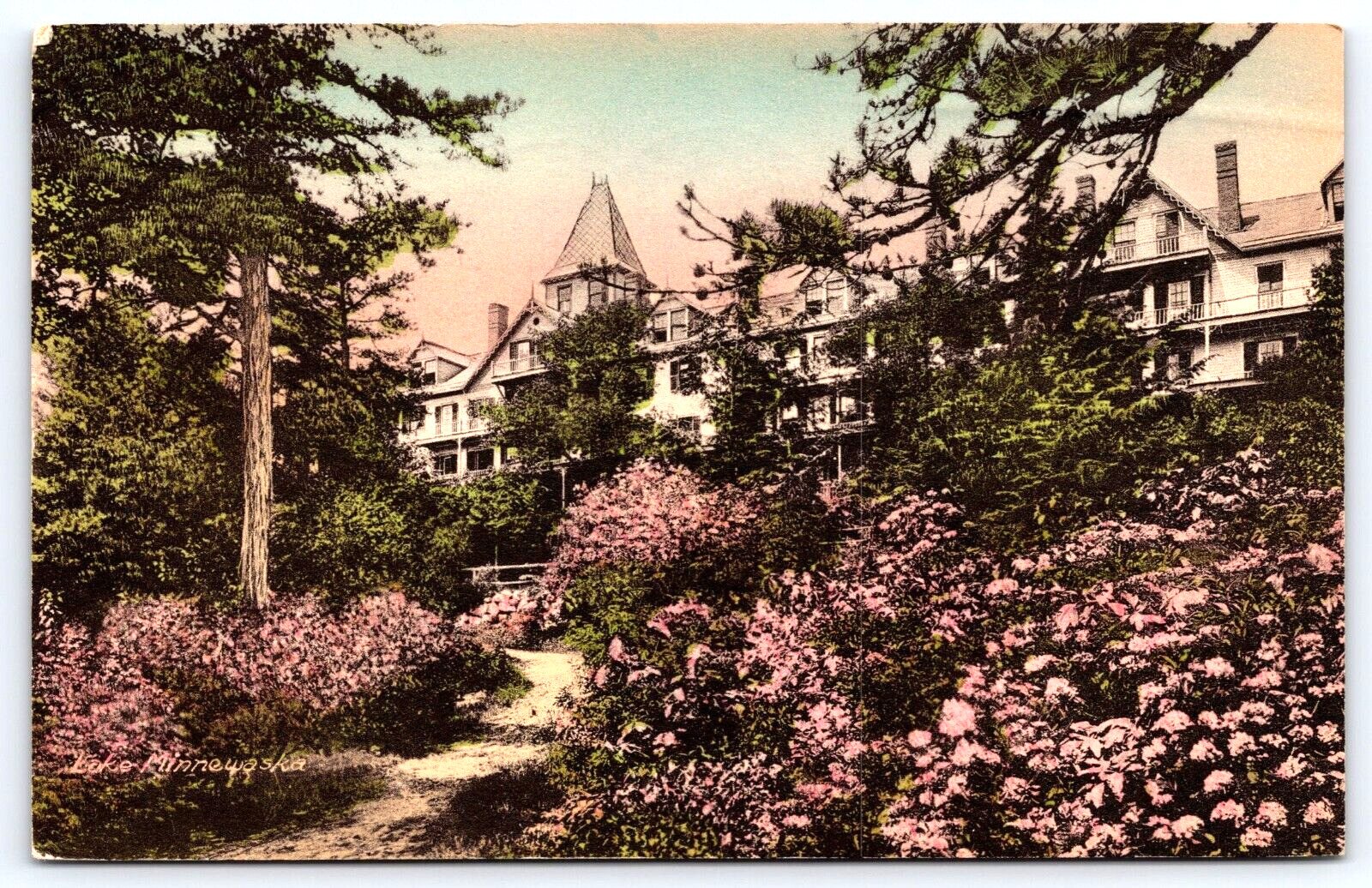 Original Old Antique Vintage Outdoor Postcard Lake Minnewaska House New York USA