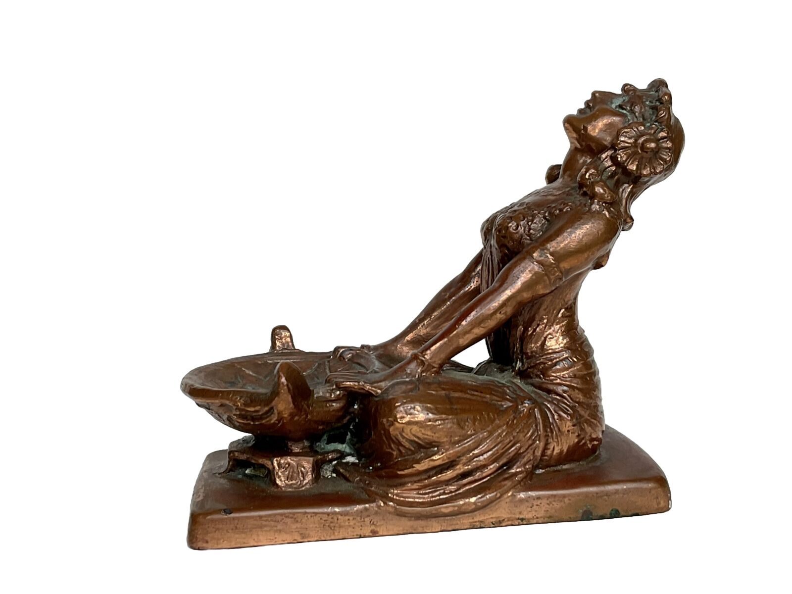 Antique Bronze Art Nouveau Lady Statue Incense Burner Weidlich Bros WB