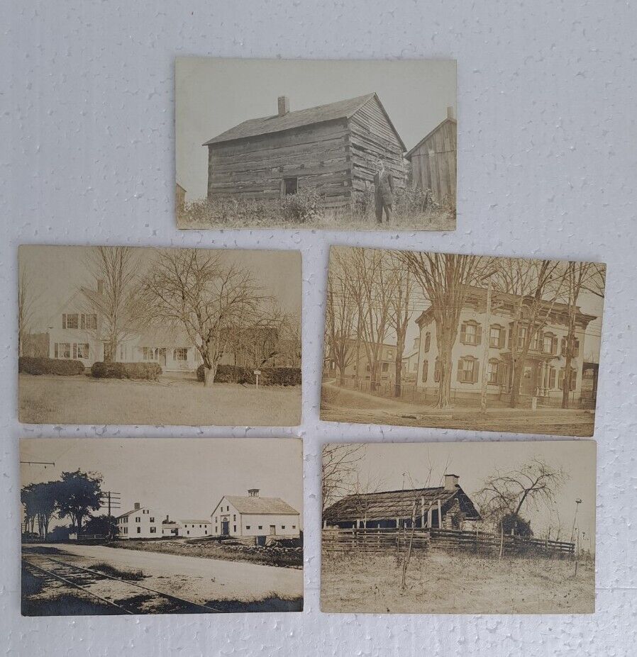 Lot of 5 RPPC Real Photo Postcards Homes Early 1900s ?