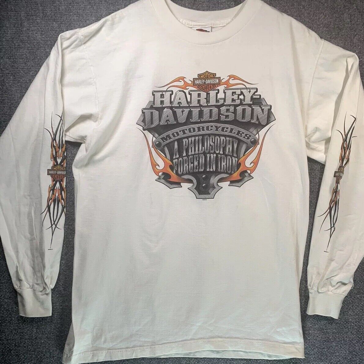Harley Davison Graphic Shirt Mens Large Rome Roma Italy White Double Sided 2005