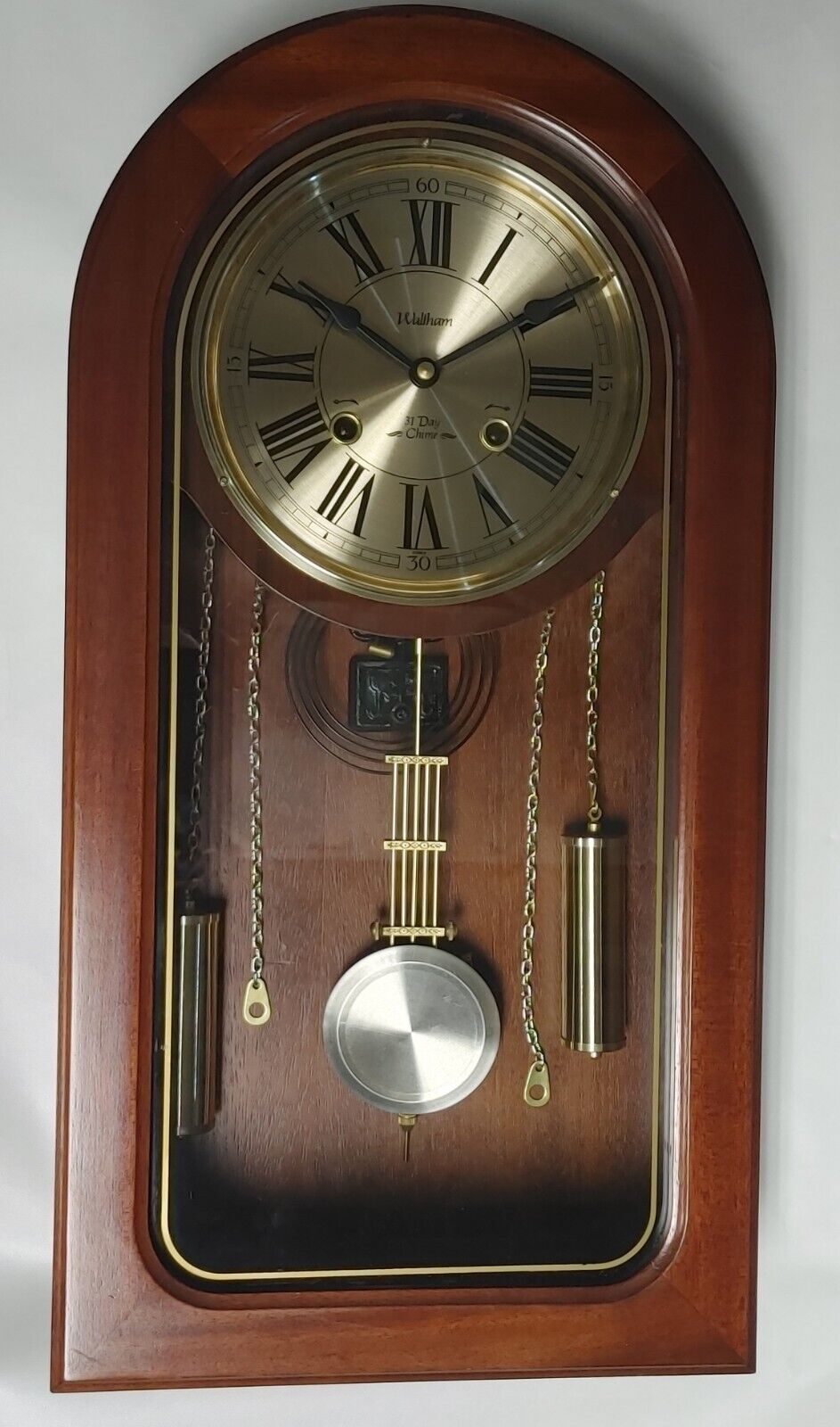 VINTAGE WALTHAM 31 DAY WINDING WALL CLOCK WITH CHIMES, MADE IN KOREA.