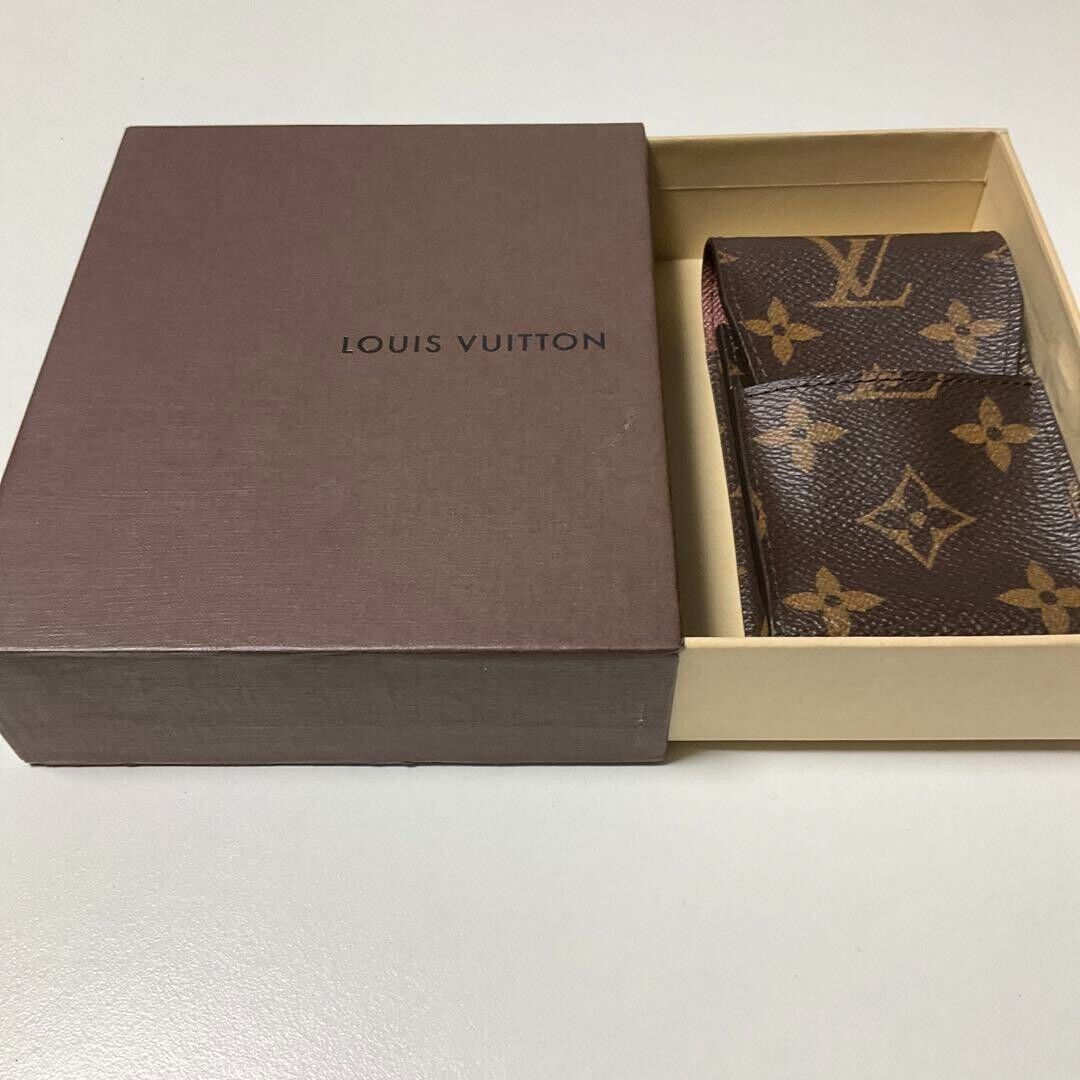Authentic Louis Vuitton Monogram Cigarette Cas Tobacco Case Brown Leather M63024