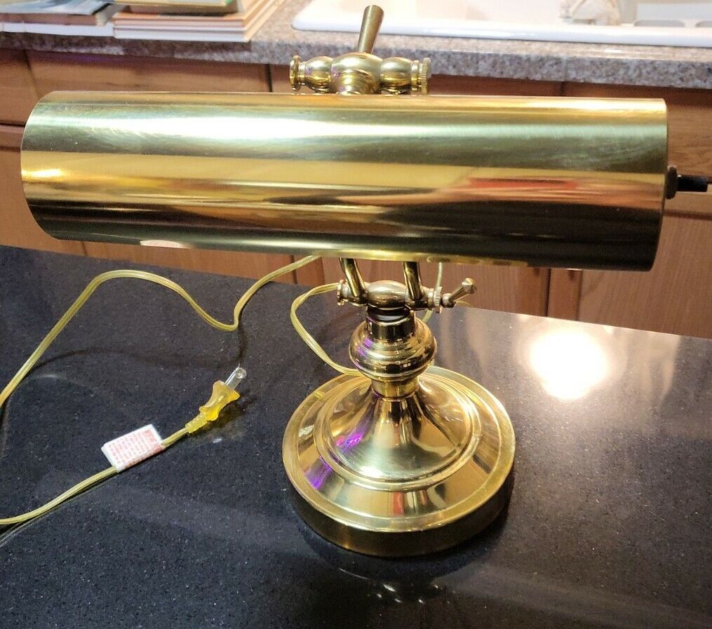 Vtg UL Underwriters Laboratory Student Bankers Piano Portable Lamp Light. Brass