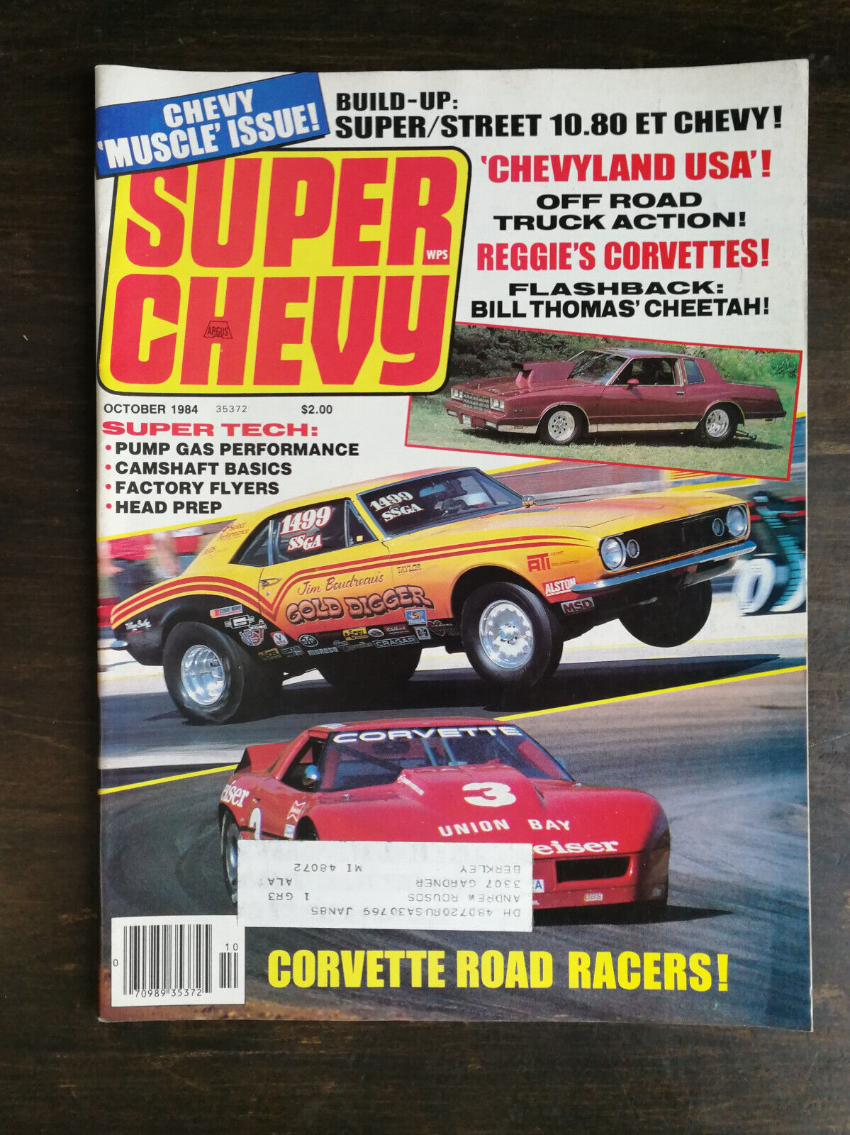 Super Chevy Magazine October 1984 All Corvette Drags - Reggie Jackson - 1022