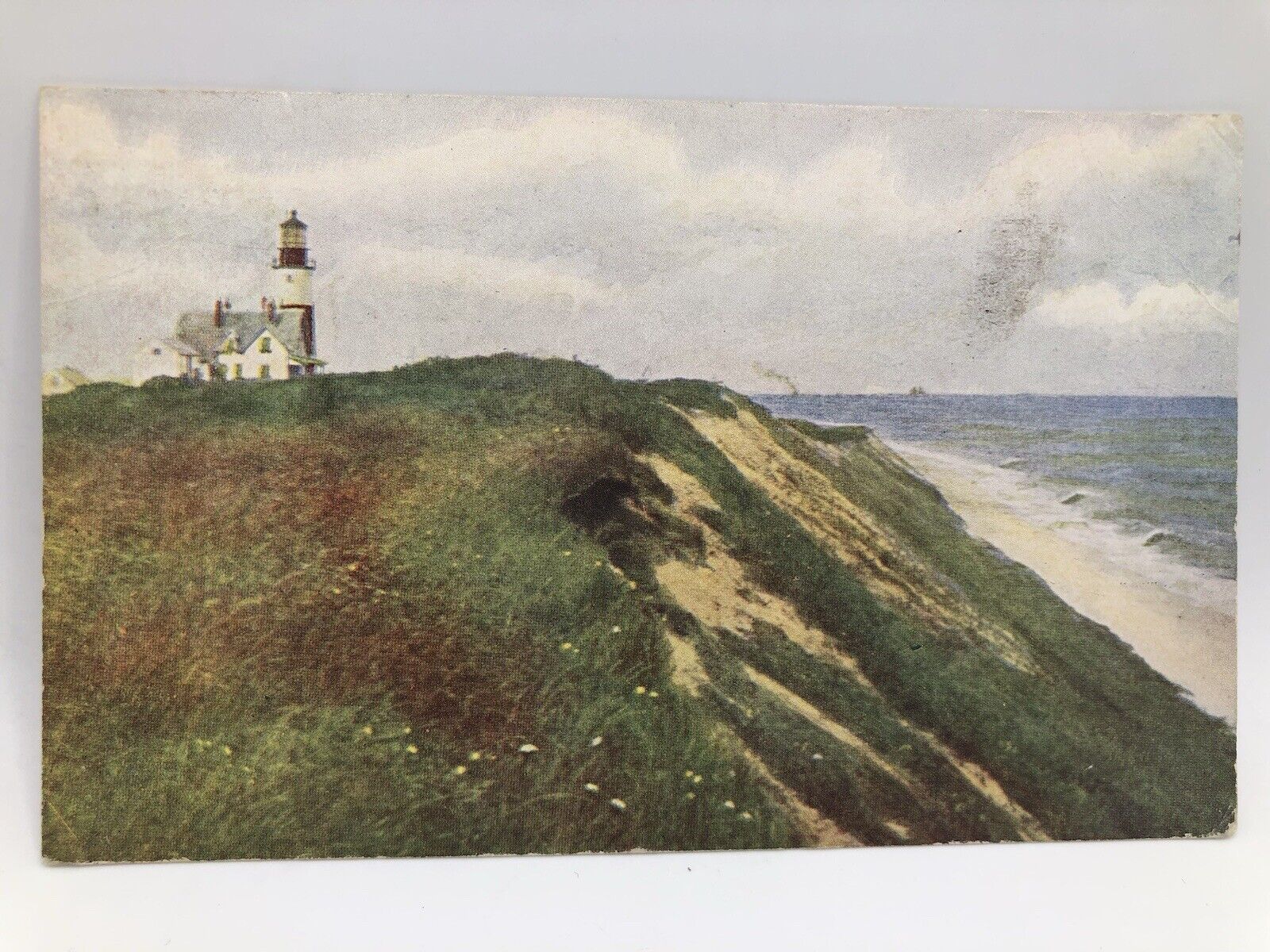 Postcard Lighthouse Sankaty Head Nantucket Massachusetts Shore Posted 1919