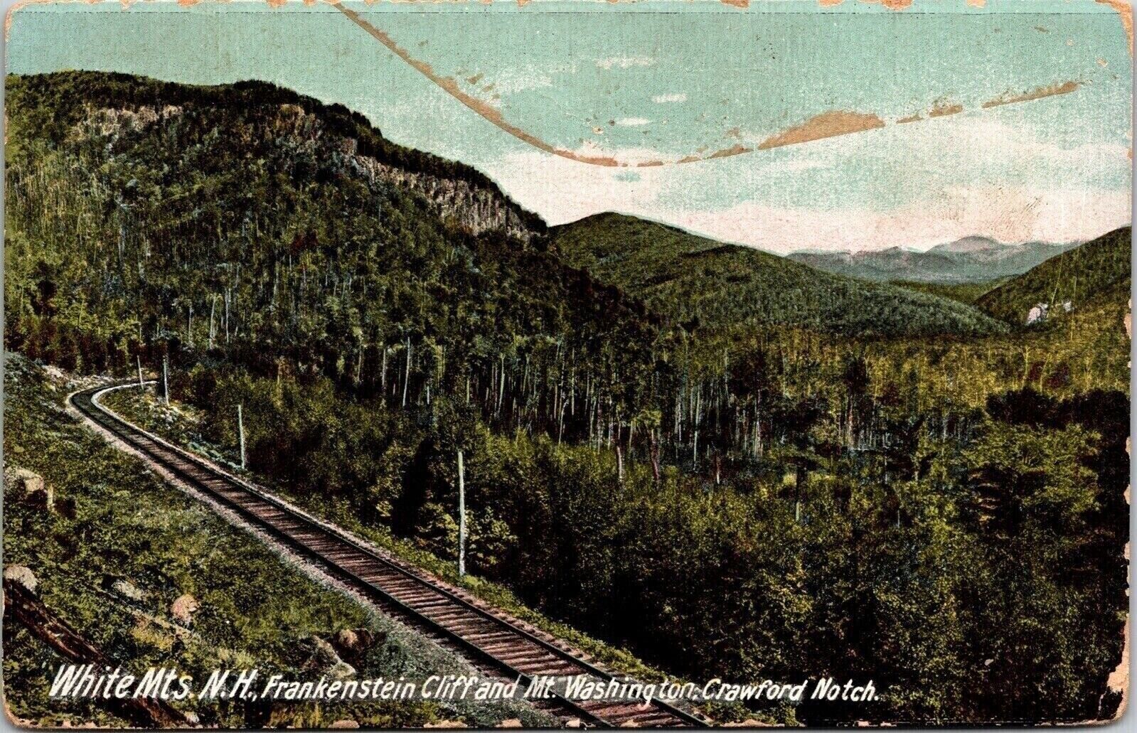 Frankenstein Cliff Mt Washington WHite Mountains New Hampshire DB WOB Postcard