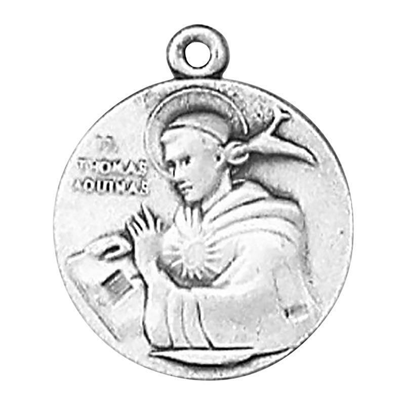St Thomas Aquinas Medal Size .75 in Dia with 18 in Chain Religious Saint Medal