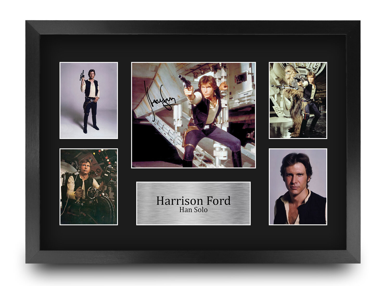 Harrison Ford Star Wars Han Solo Framed Autograph Picture A3 Print for Movie Fan