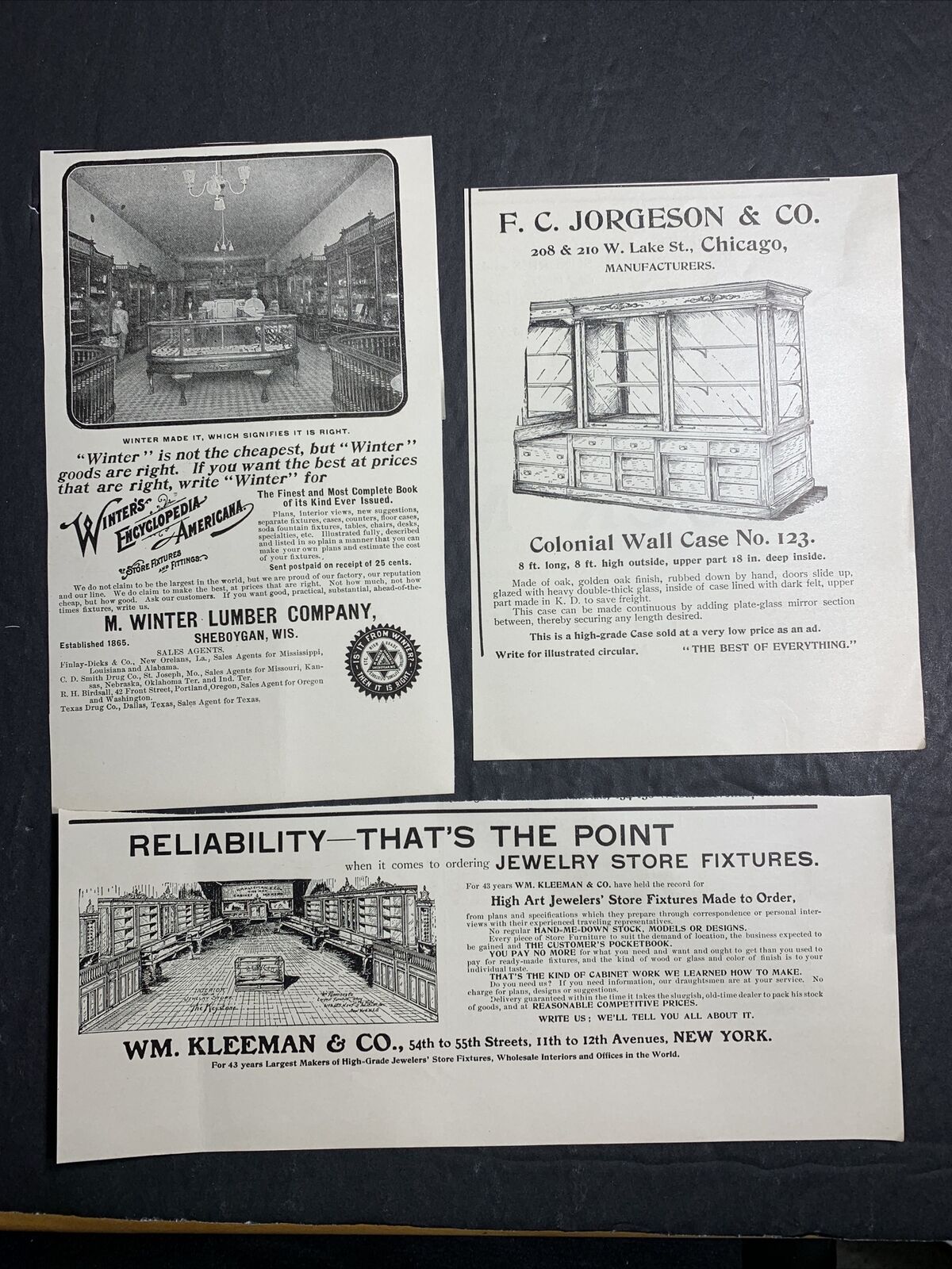 1904 Original Ad 3 Diff Jewelry Store Display Cabinets Sheboygan Wisconsin &