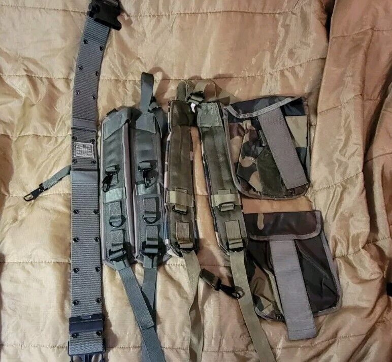 US Military Indiv Equipment Belt ALICE LC-2 Army + Y Straps + H Straps+2 Pouches