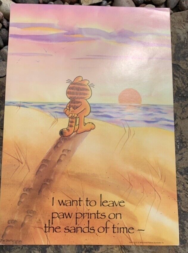 Garfield Vintage Argus Poster. I Want To Leave Paw Prints On The Sands Of Time