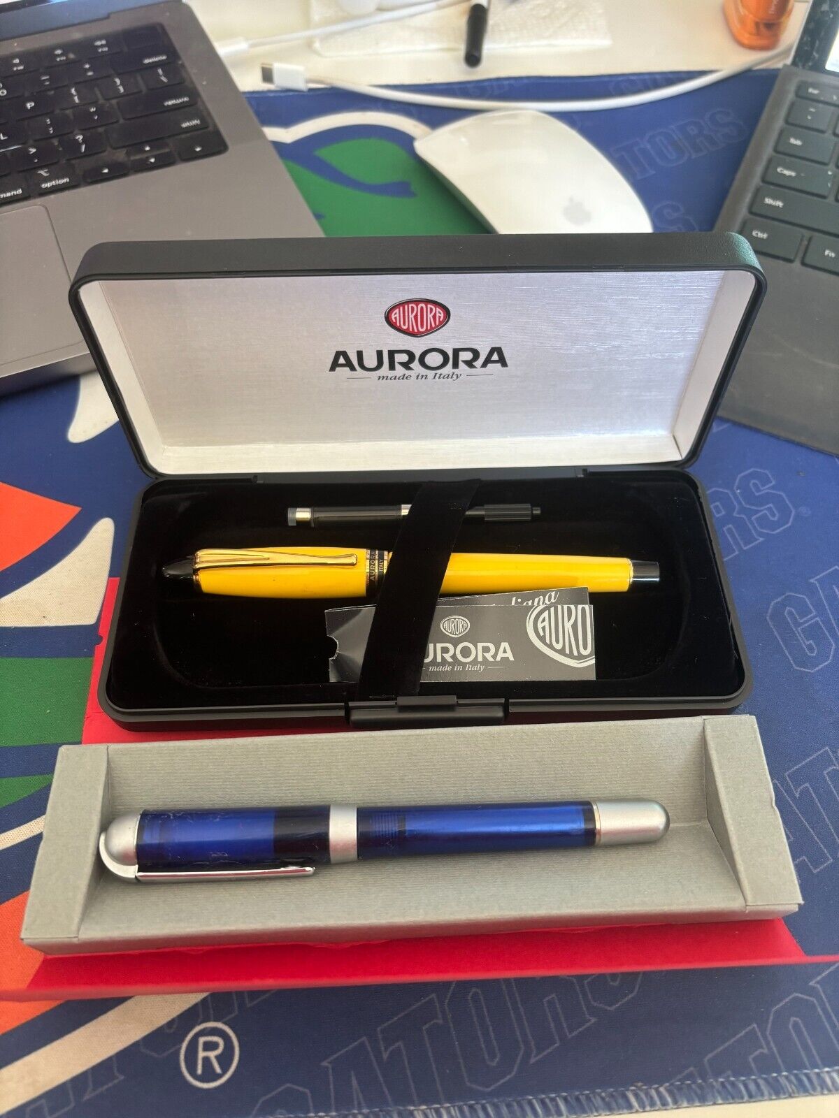 Aurora Ipsilon Resin Fountain Pens - Yellow & Blue translucent