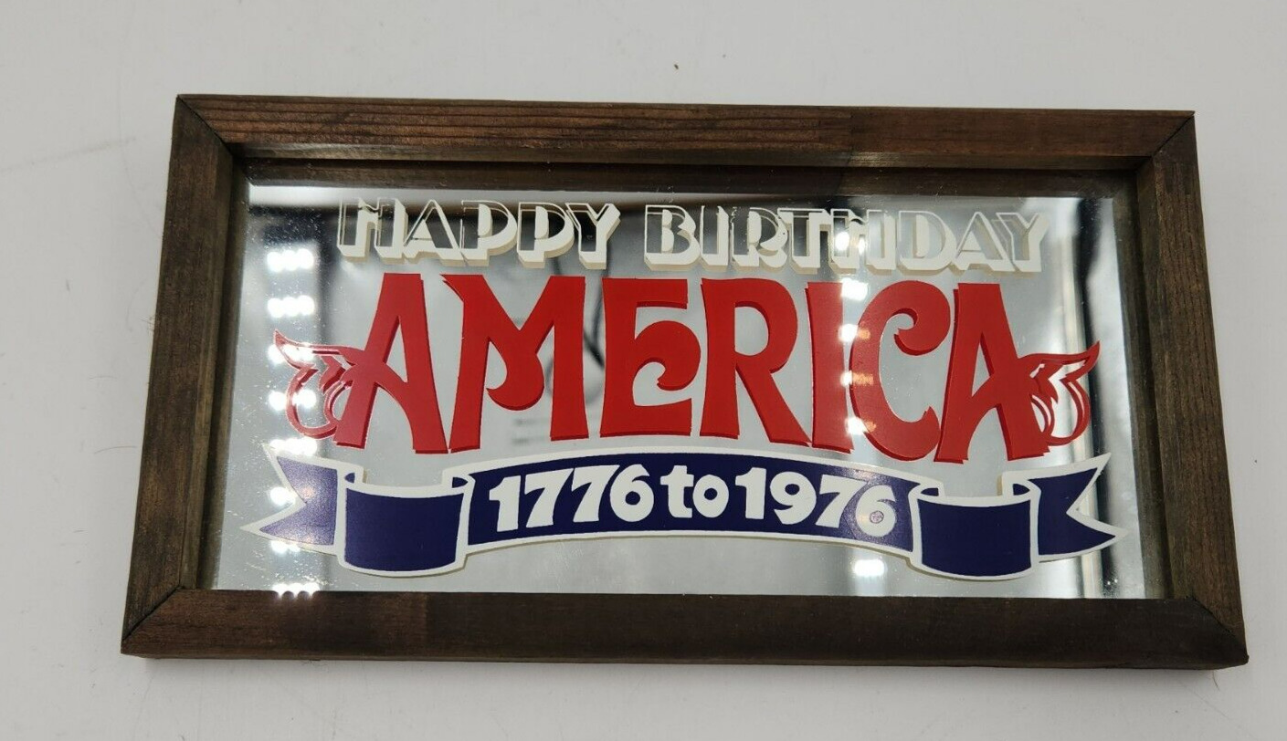 Vintage 1974 Wallace and Berrie Co. Happy Birthday America Mirrored Sign