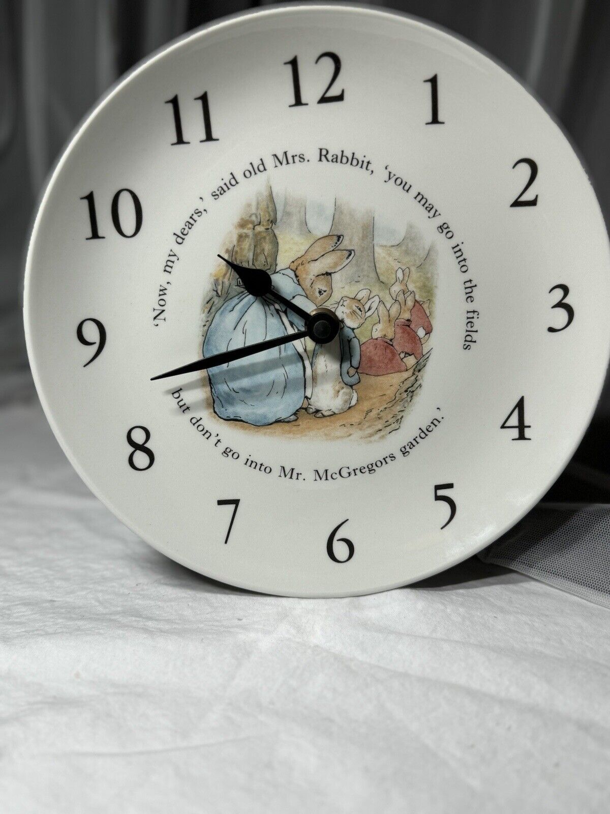 BEATRIX POTTER PETER RABBIT WALL CLOCK WEDGWOOD PLATE NURSERY 8” MADE IN ENGLAND