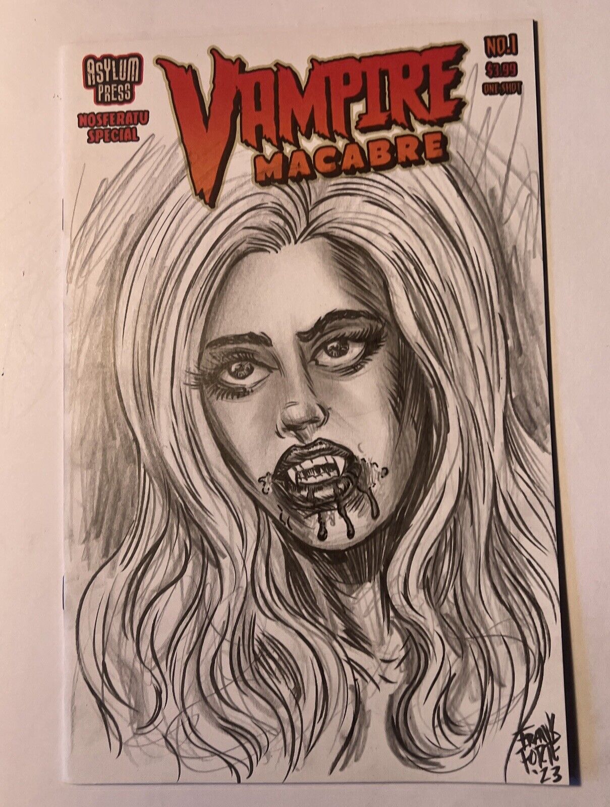 Hammer Horror dracula Vampire Macabre #1C Original Sketch Cover Art True Blood