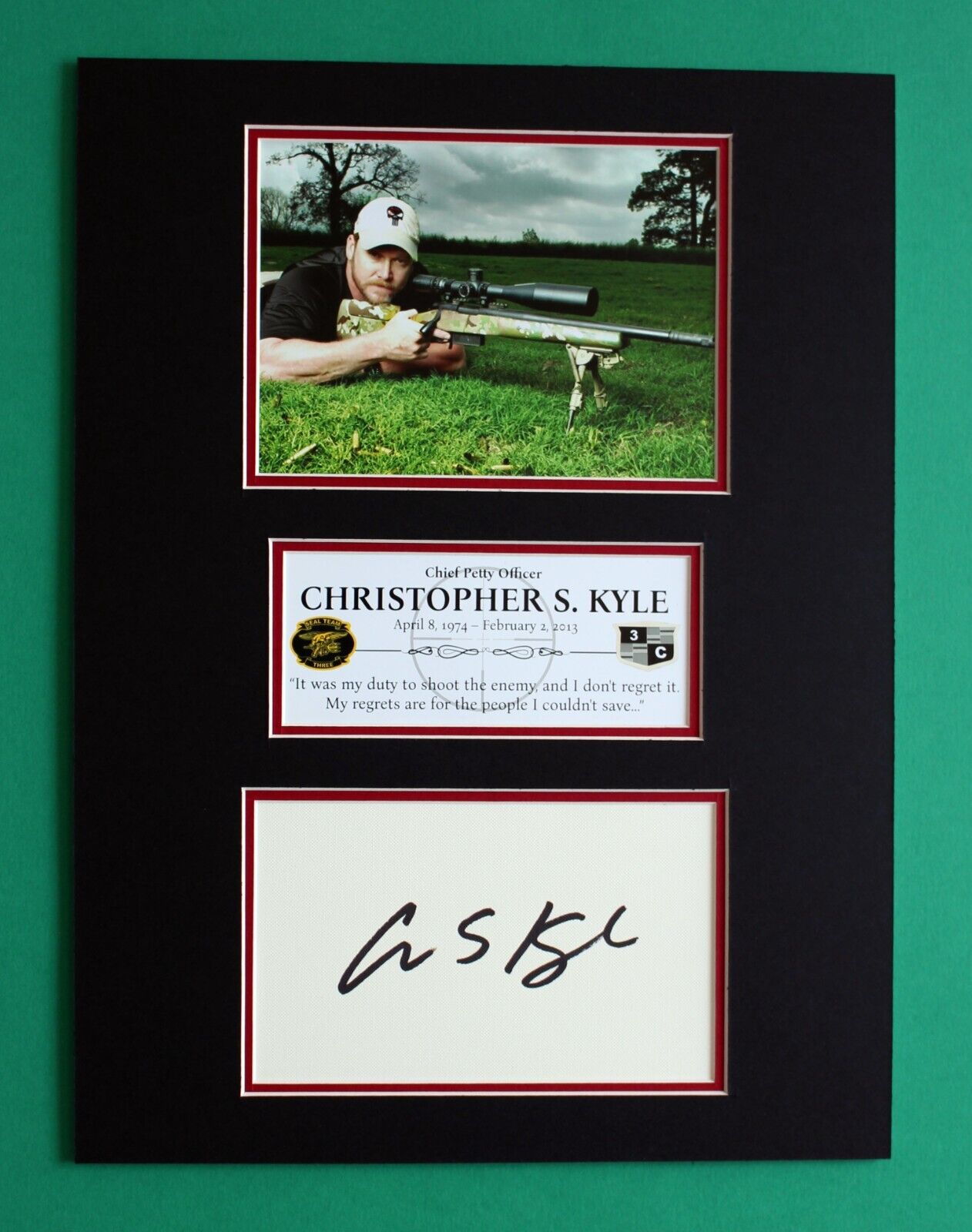 CHRIS KYLE AUTOGRAPH artistic display the Legend American Sniper
