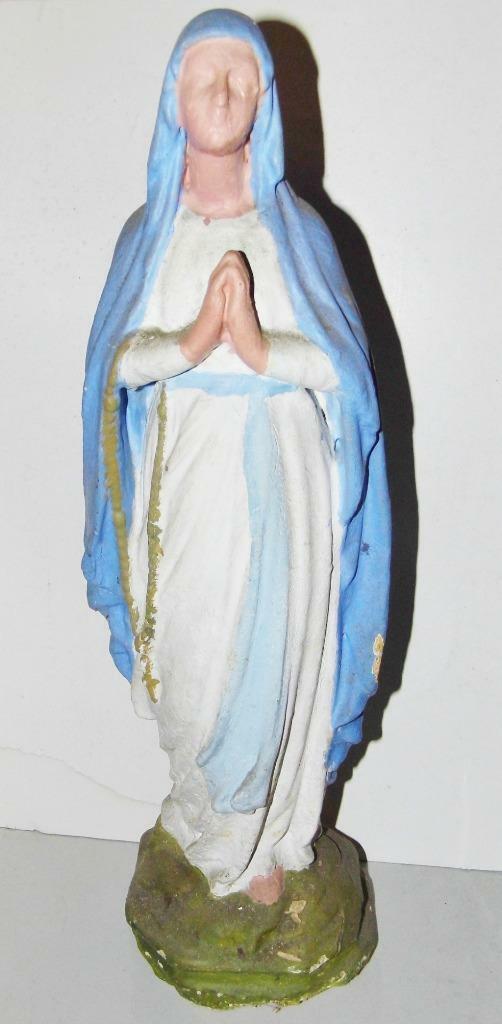 Antique Chalkware HOLY Statue Blessed Virgin Mary Irish Catholic SHABBY CHIC 18\