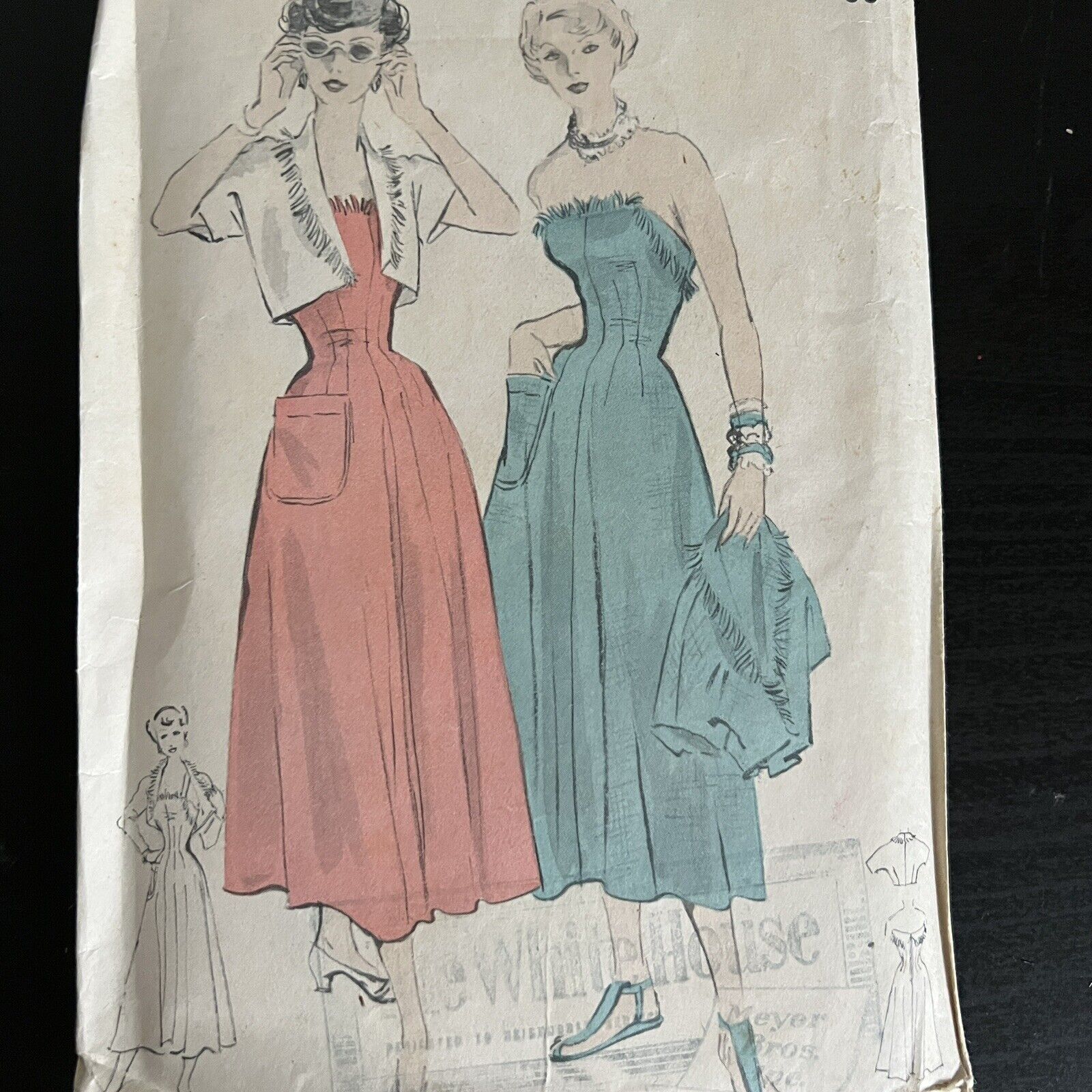Vintage 1950s Butterick 4890 Princess Sun Dress + Bolero Sewing Pattern 12 USED