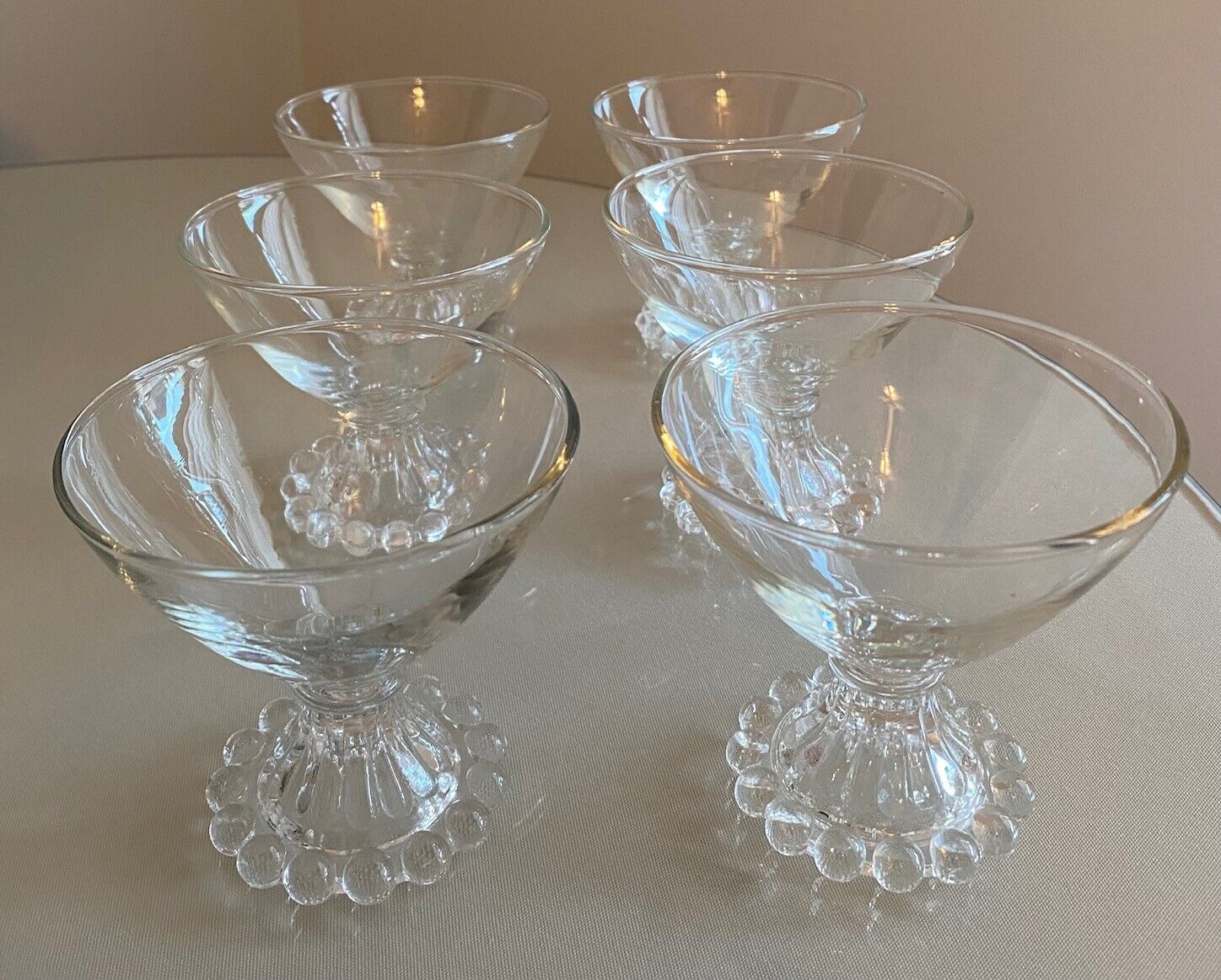 Vintage Anchor Hocking Boopie Glass Six Sherbet/Cocktail Glasses 8oz, 3.5 Inch