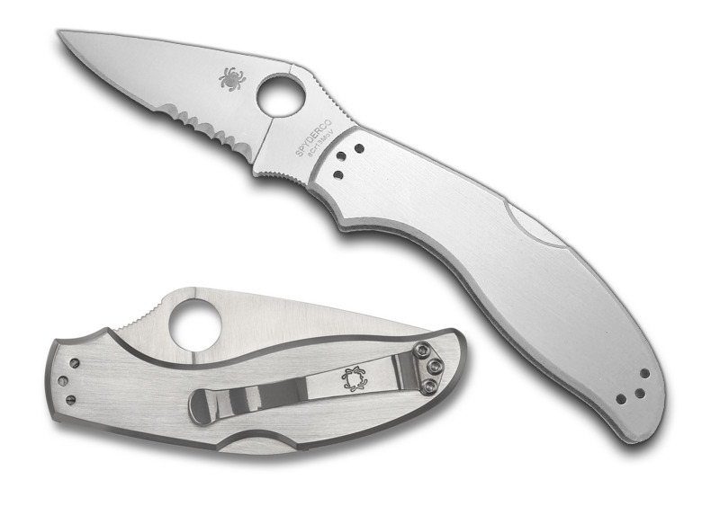 Spyderco Knives Upturn Lockback C261PS Serrated Stainless Steel Pocket Knife