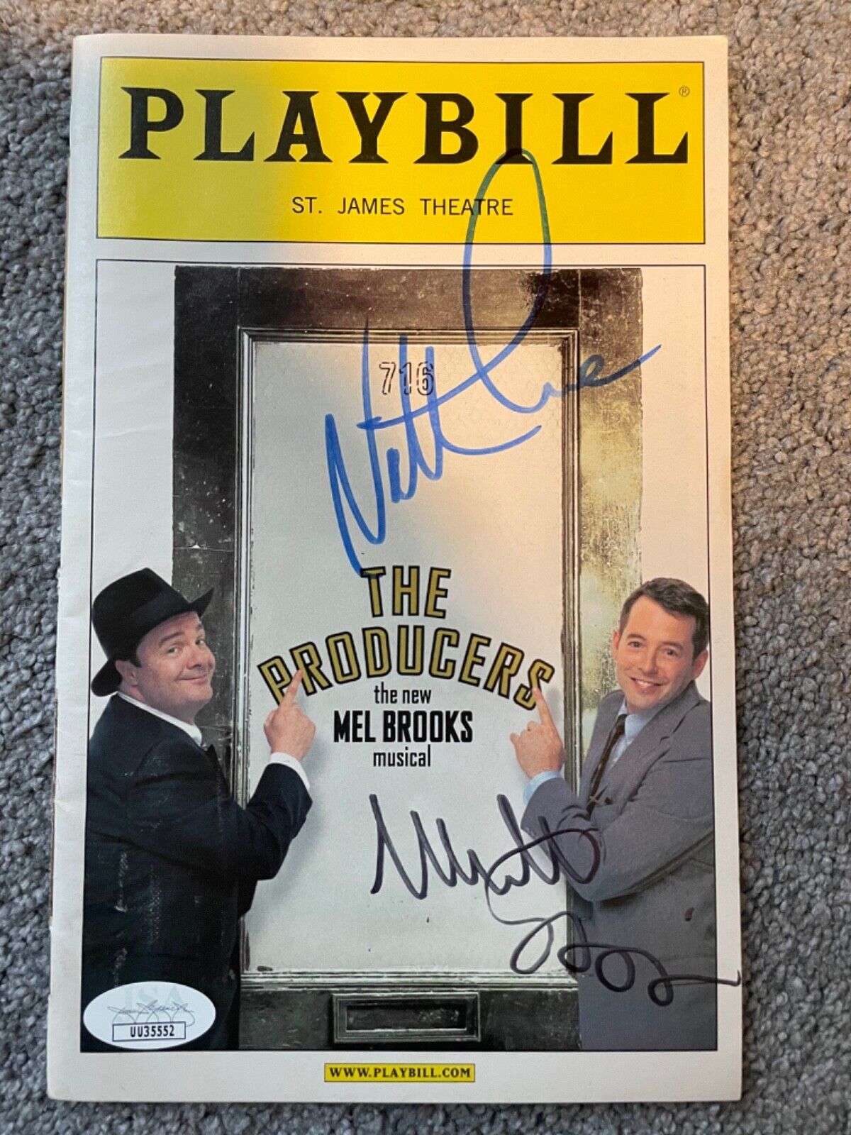 Matthew Broderick + Nathan Lane signed JSA COA Playbill Broadway The Producers 