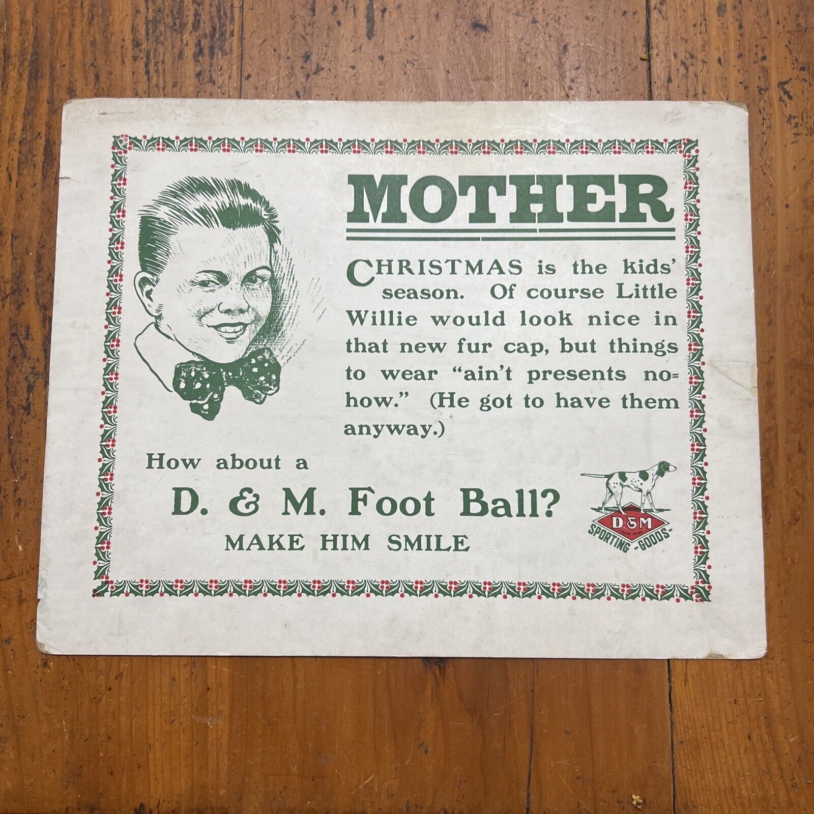 Vintage Rare D & M Draper-Maynard Sporting Goods Point Of Sale Sign Christmas