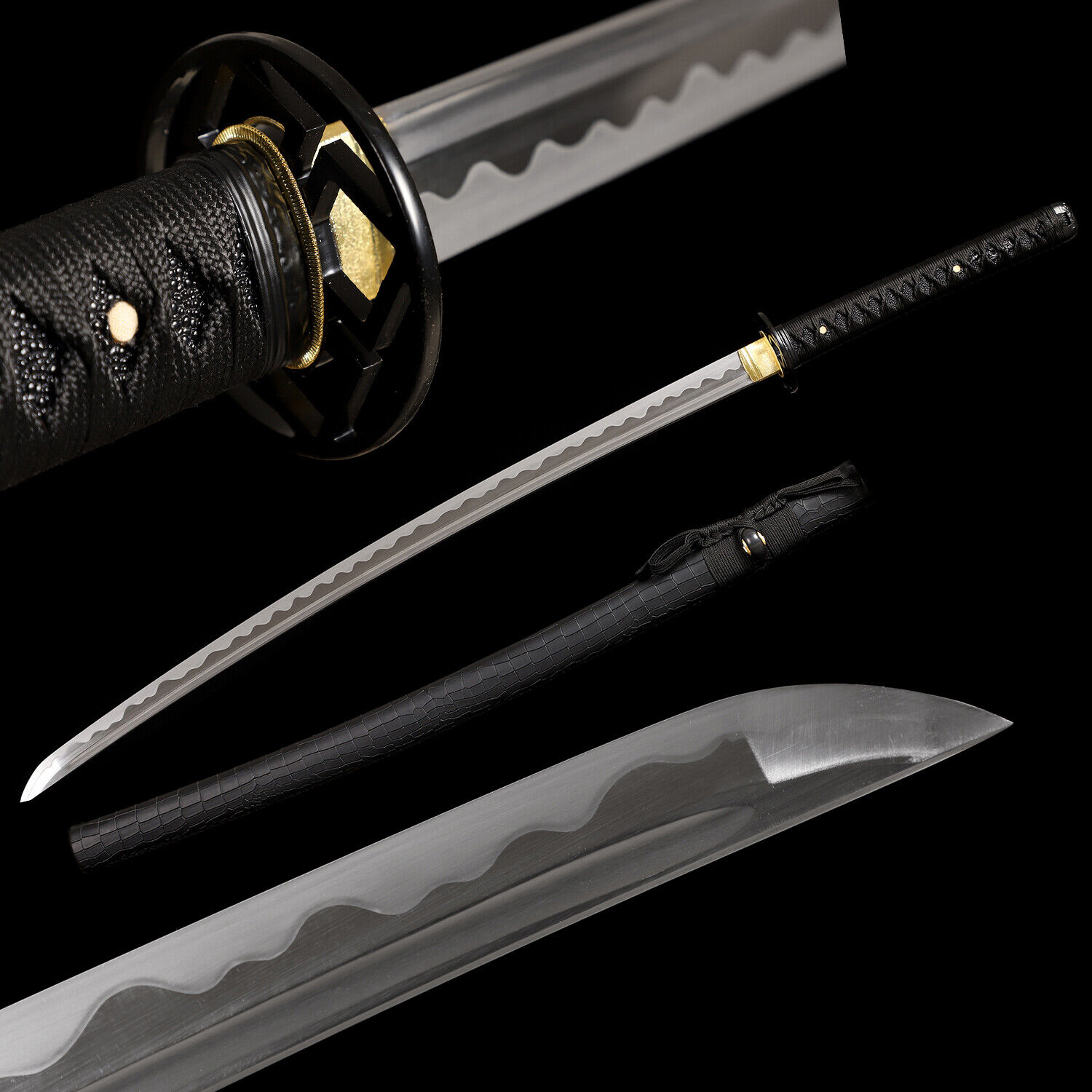 Black Katana 1095 Carbon Steel Japanese Razor Sharp Samurai Sword Full Tang