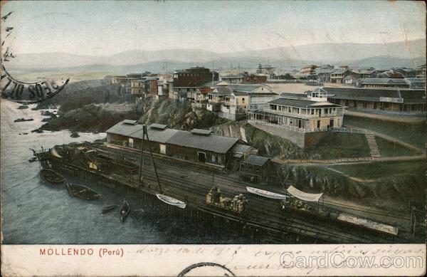 Peru View of Port of Mollendo Postcard Vintage Post Card