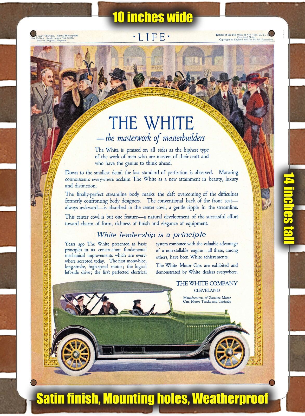 Metal Sign - 1915 White Touring- 10x14 inches