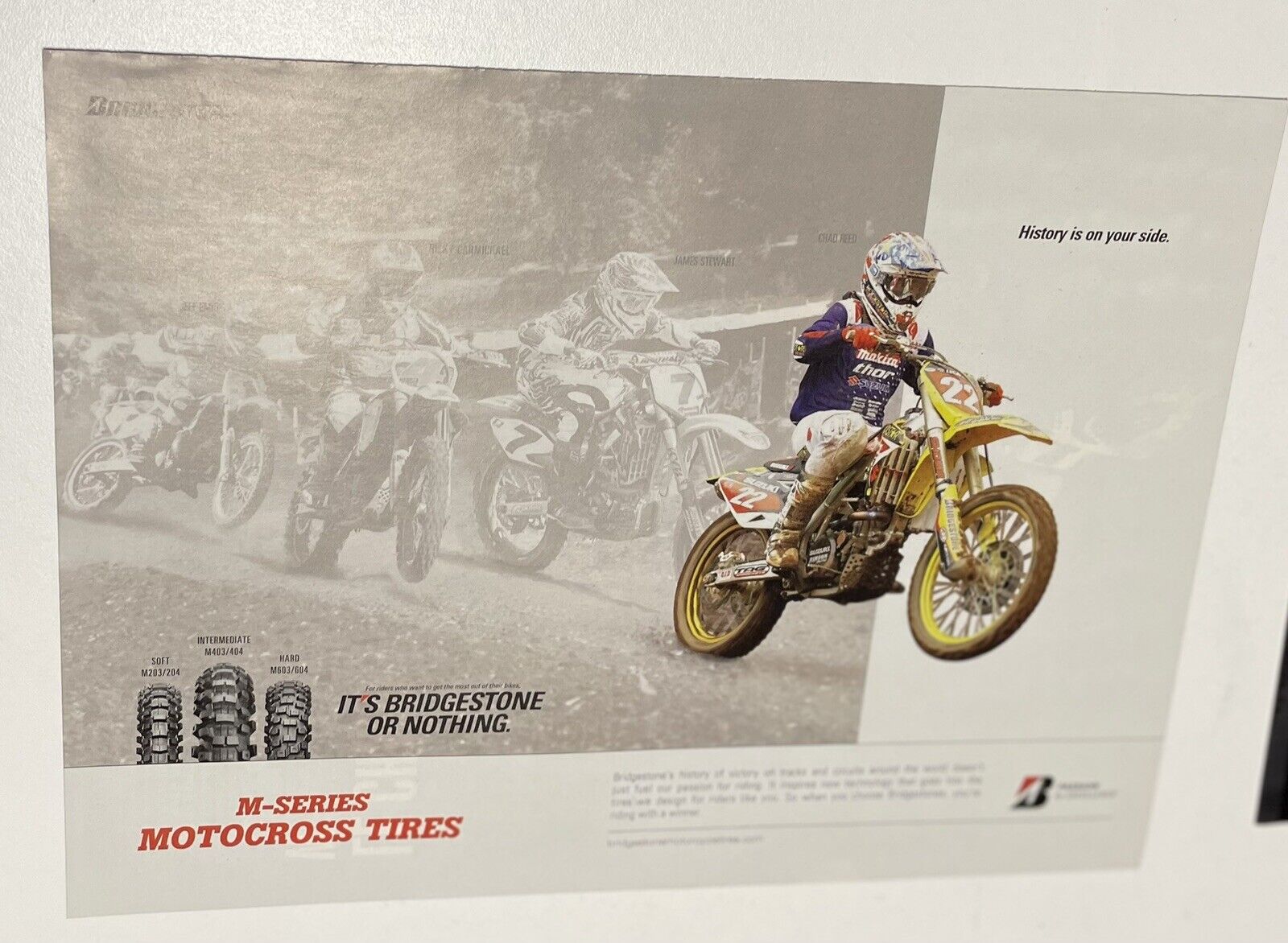Bridgestone M Series Motorcross Tire   print ad Page With Chad Reed