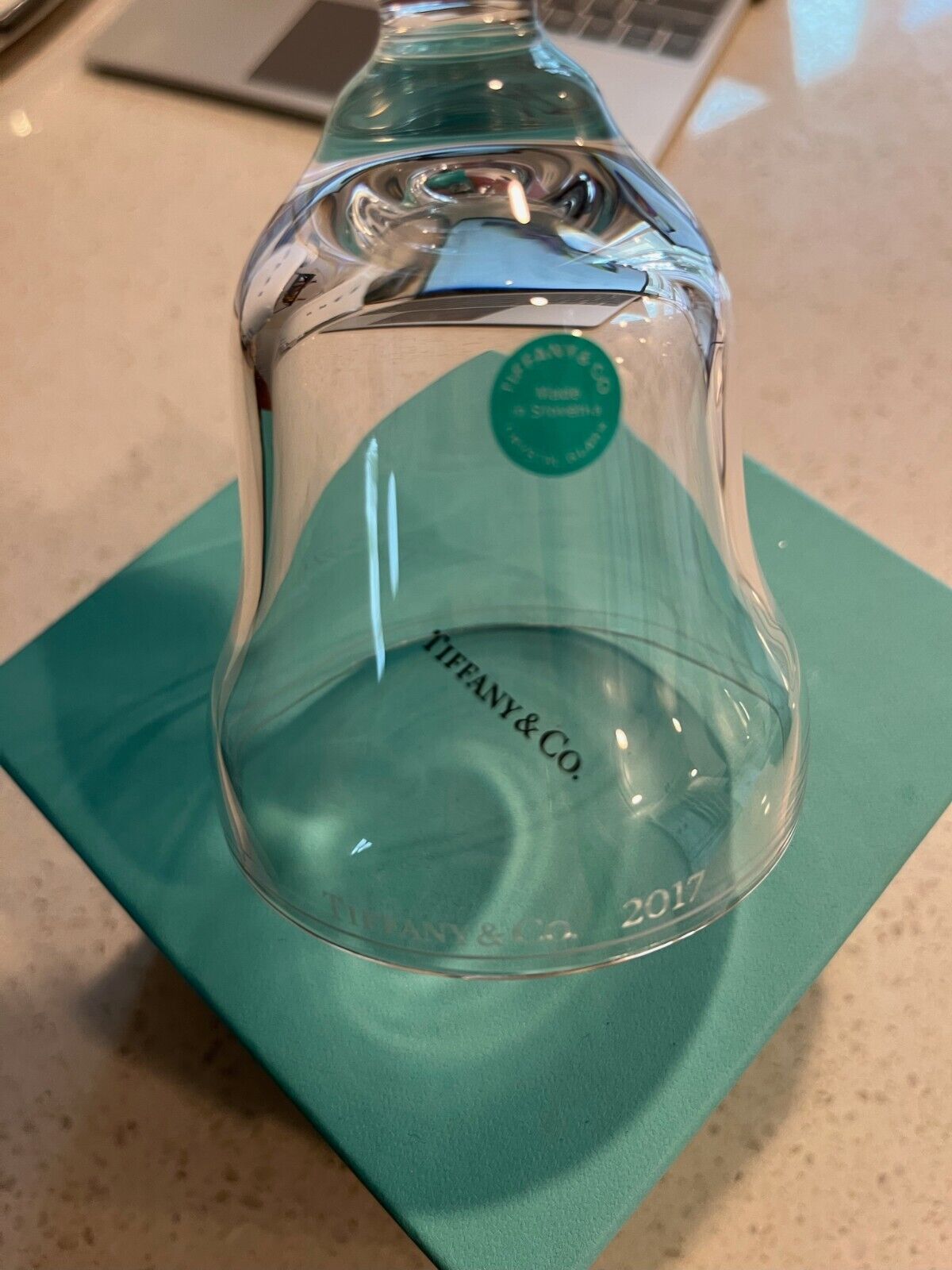 Tiffany & Co ~ Clear Crystal Glass Bell Ornament 2017 ~ New in Box with Ribbon