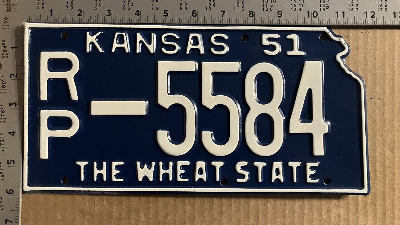 1951 1952 1953 Kansas license plate RP 5584 YOM DMV Republic BEAUTIFUL 10903