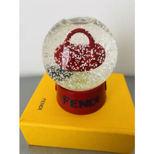 FENDI× MONCLER Novelty Snow Globe Not for Sale Red 10cm Spy Bag With Box IM401